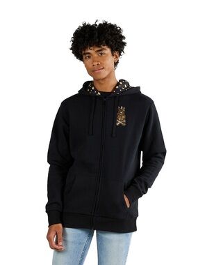 Tokidoki 24K Magic Black Zip-Up Hoodie with Gold Star Lining